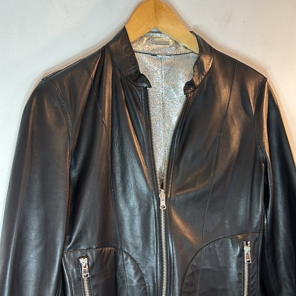 Lamarque CHAPIN | REVERSIBLE LEATHER BOMBER black-silver size small - Picture 4 of 14